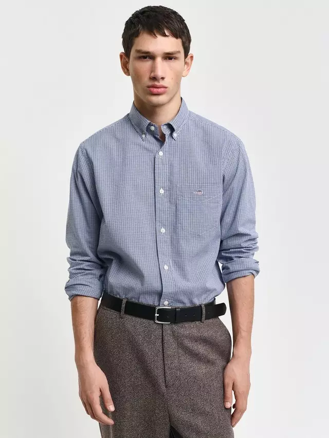 

Рубашка GANT Regular Fit Poplin Check, цвет college blue