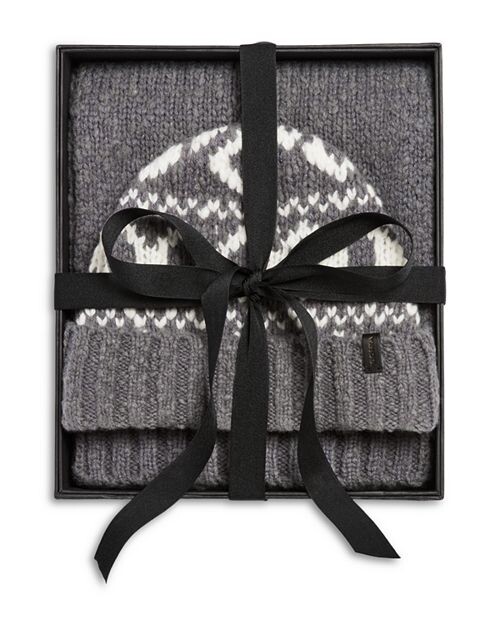 

Вязаный шарф Fair Isle &; Комплект шляп Vince, цвет Gray