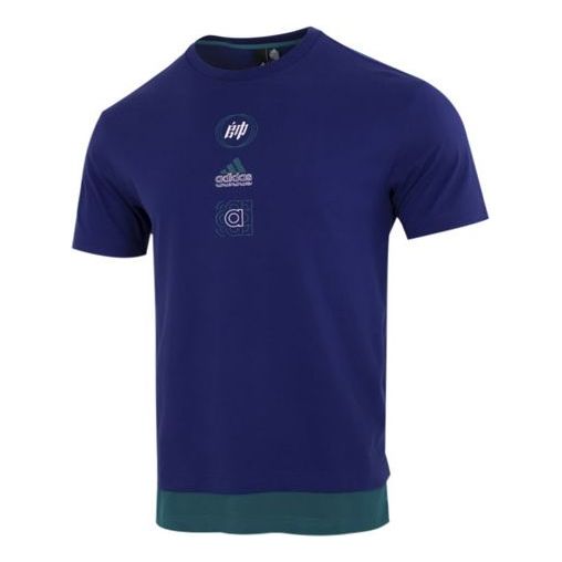 Футболка adidas Alphabet Logo Word Casual Sports Short Sleeve Blue, мультиколор