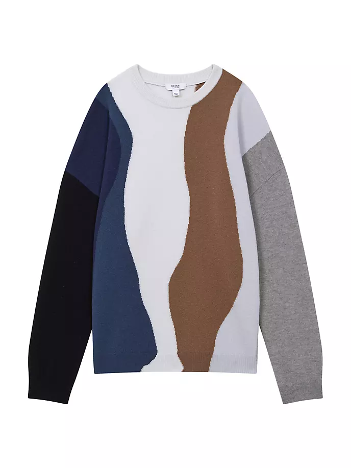 

Шерстяной свитер Waters с круглым вырезом Reiss, синий