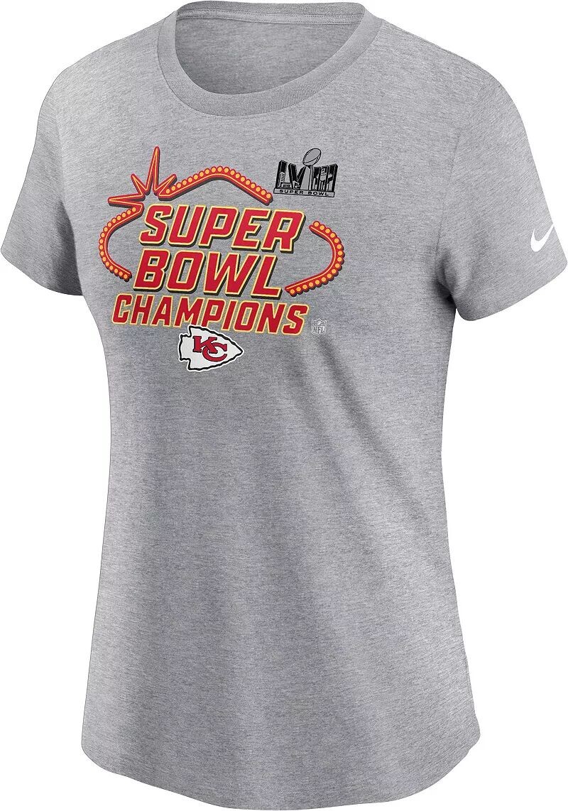 

Женская футболка Nike Super Bowl LVIII Champions Kansas City Chiefs Locker Room