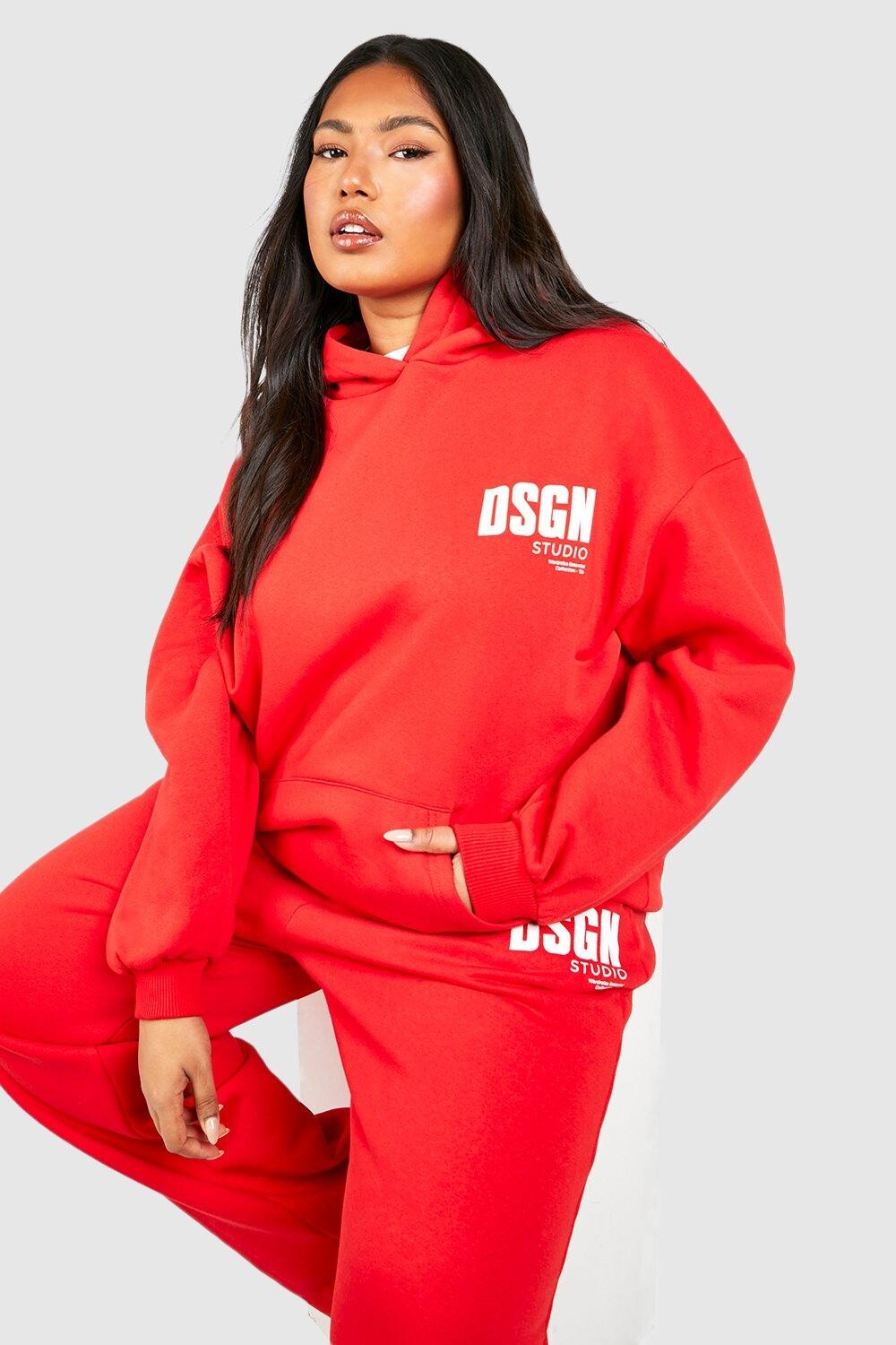

Толстовка оверсайз с текстовым принтом Plus Dsgn Studio boohoo, красный