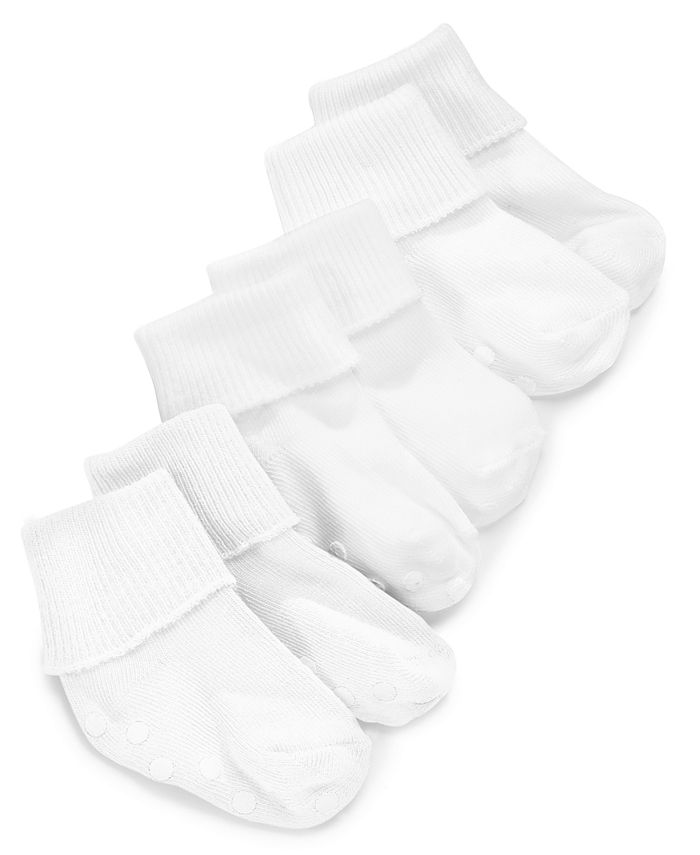 Носки с откидными манжетами для мальчиков и девочек, набор из 3 штук First Impressions, белый цена и фото