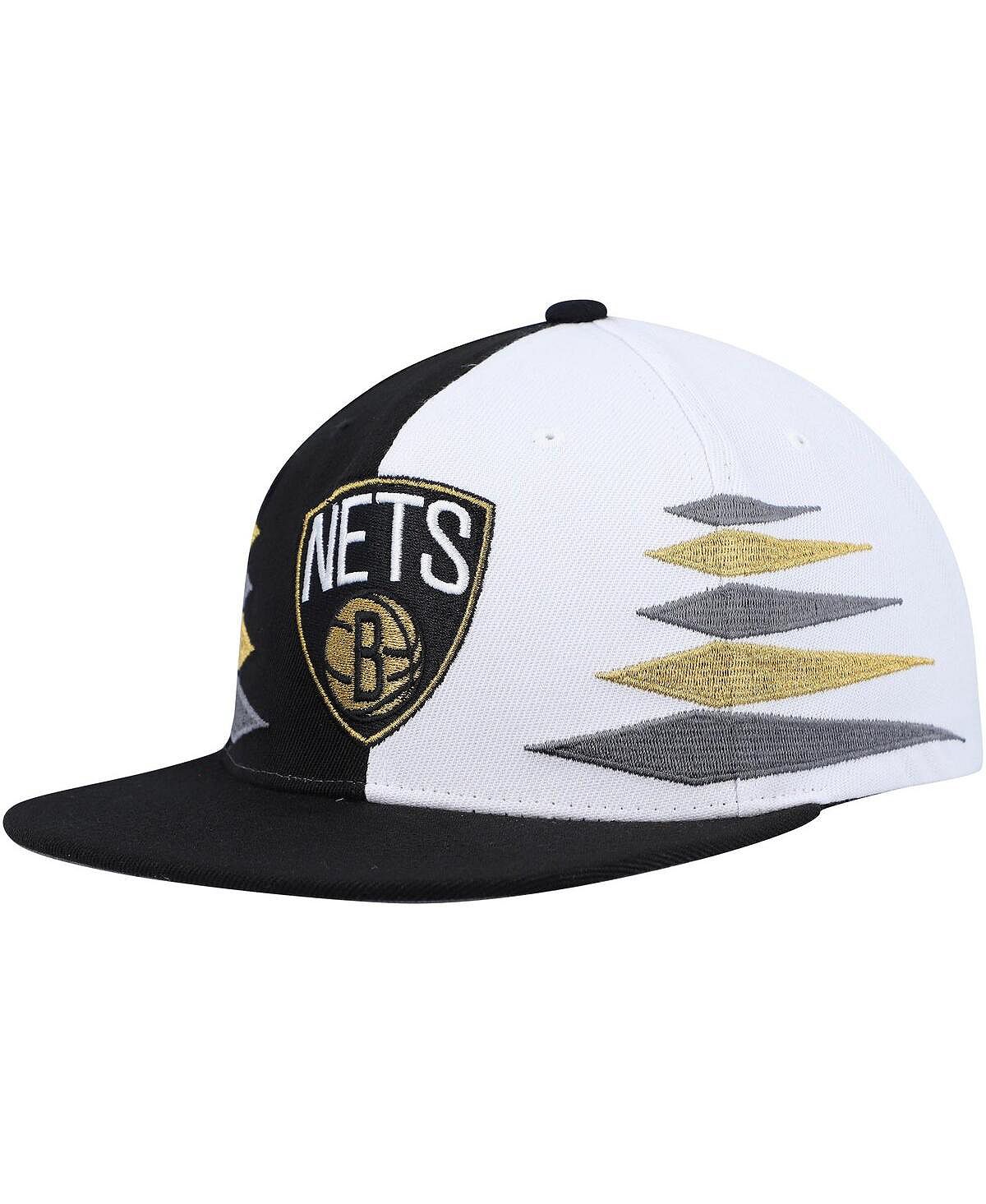 

Мужская черно-белая бейсболка Snapback Brooklyn Nets с ромбовидной огранкой Mitchell & Ness