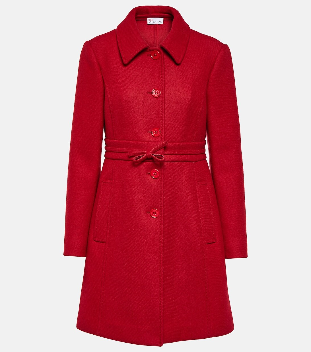 

Однобортное пальто из смесовой шерсти REDVALENTINO, красный