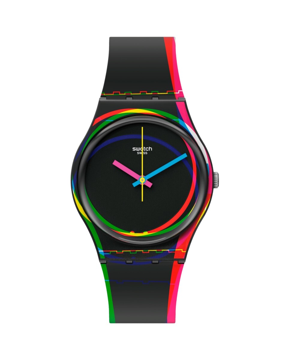 

Красные береговые часы с черным силиконовым ремешком Swatch, черный