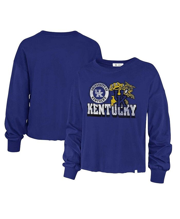 

Женская рваная футболка Royal Kentucky Wildcats Bottom Line Parkway с длинным рукавом '47 Brand, синий