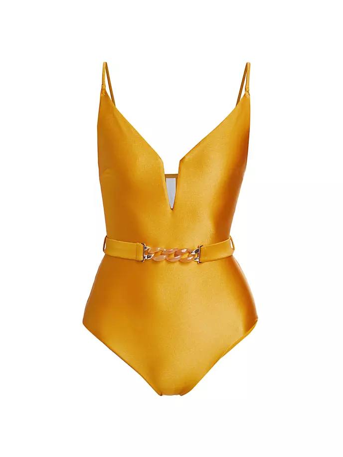 

Сплошной купальник August с глубоким вырезом Zimmermann, цвет honey