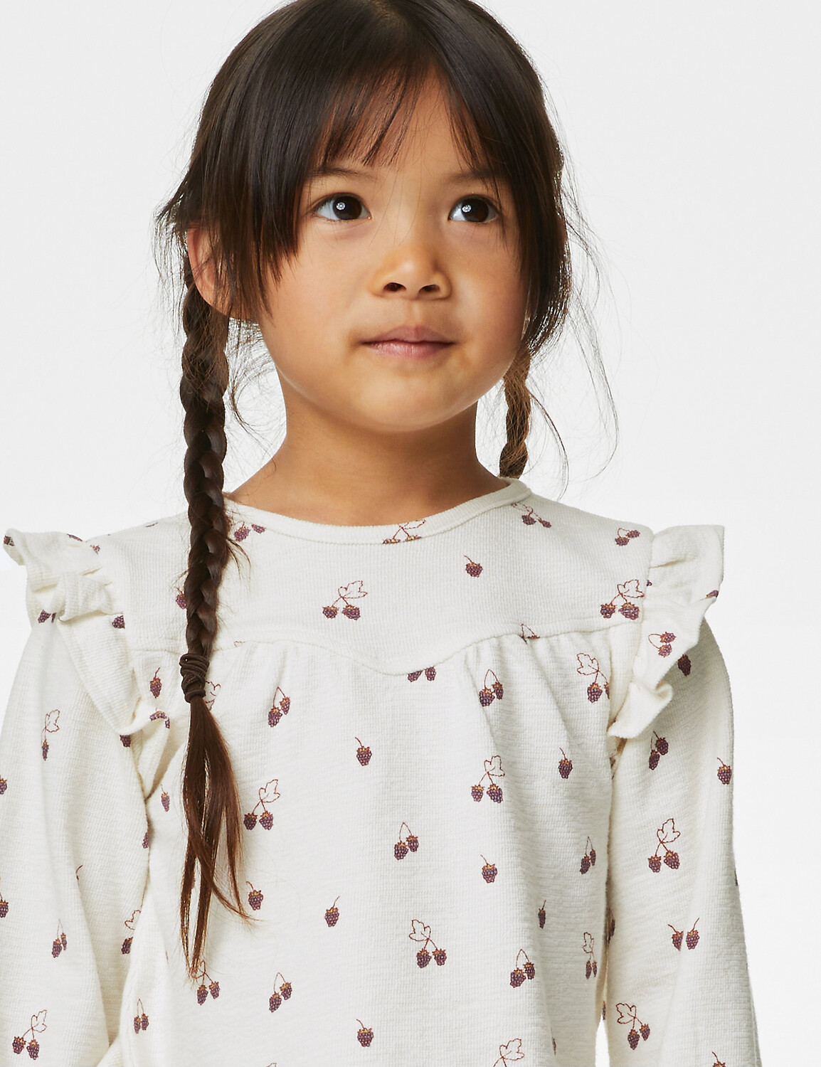 

Топ из чистого хлопка с фруктовым принтом (2–8 лет) Marks & Spencer, крем