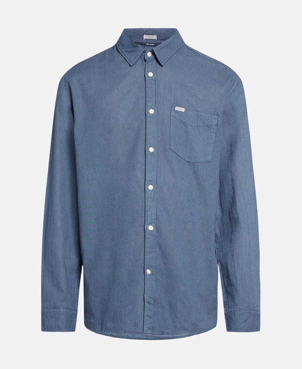

Льняная рубашка Pepe Jeans, темно-синий