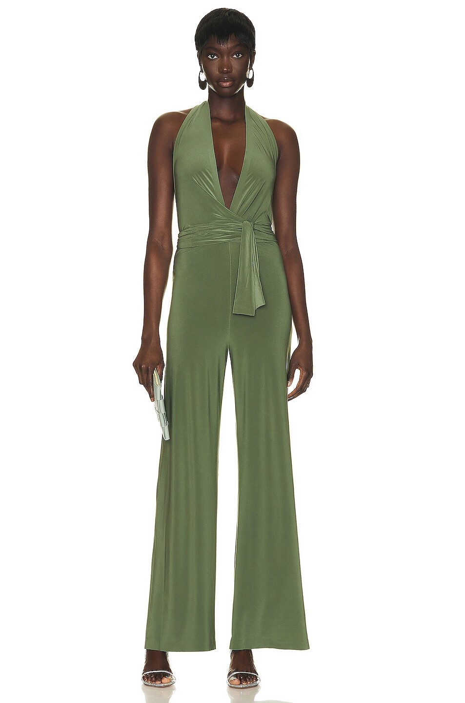 

Комбинезон Norma Kamali Halter Wrap Straight Leg, цвет Celadon