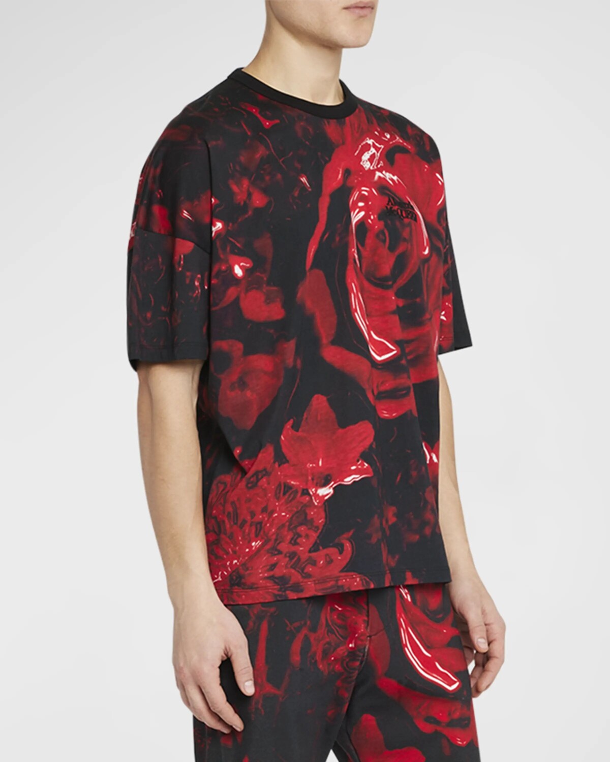 

Мужская футболка с цветочным принтом и сургучной печатью Alexander McQueen, цвет Multi Purp