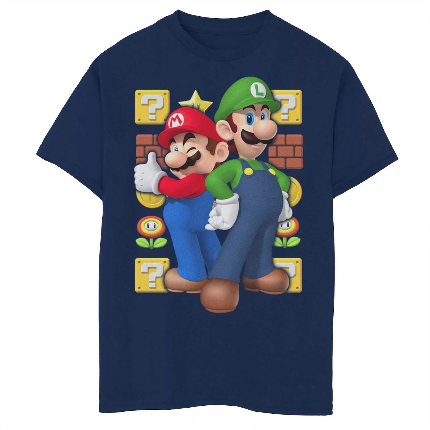 

Футболка с рисунком Nintendo Super Mario Luigi для мальчиков 8–20 лет Licensed Character, синий
