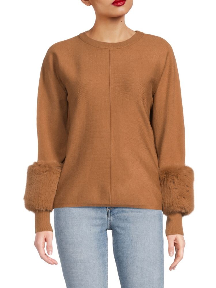 

Свитер с манжетами из искусственного меха Saks Fifth Avenue, цвет Pecan