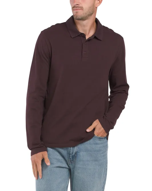 

Рубашка поло с длинными рукавами Garment Dye Vince, цвет Pinot