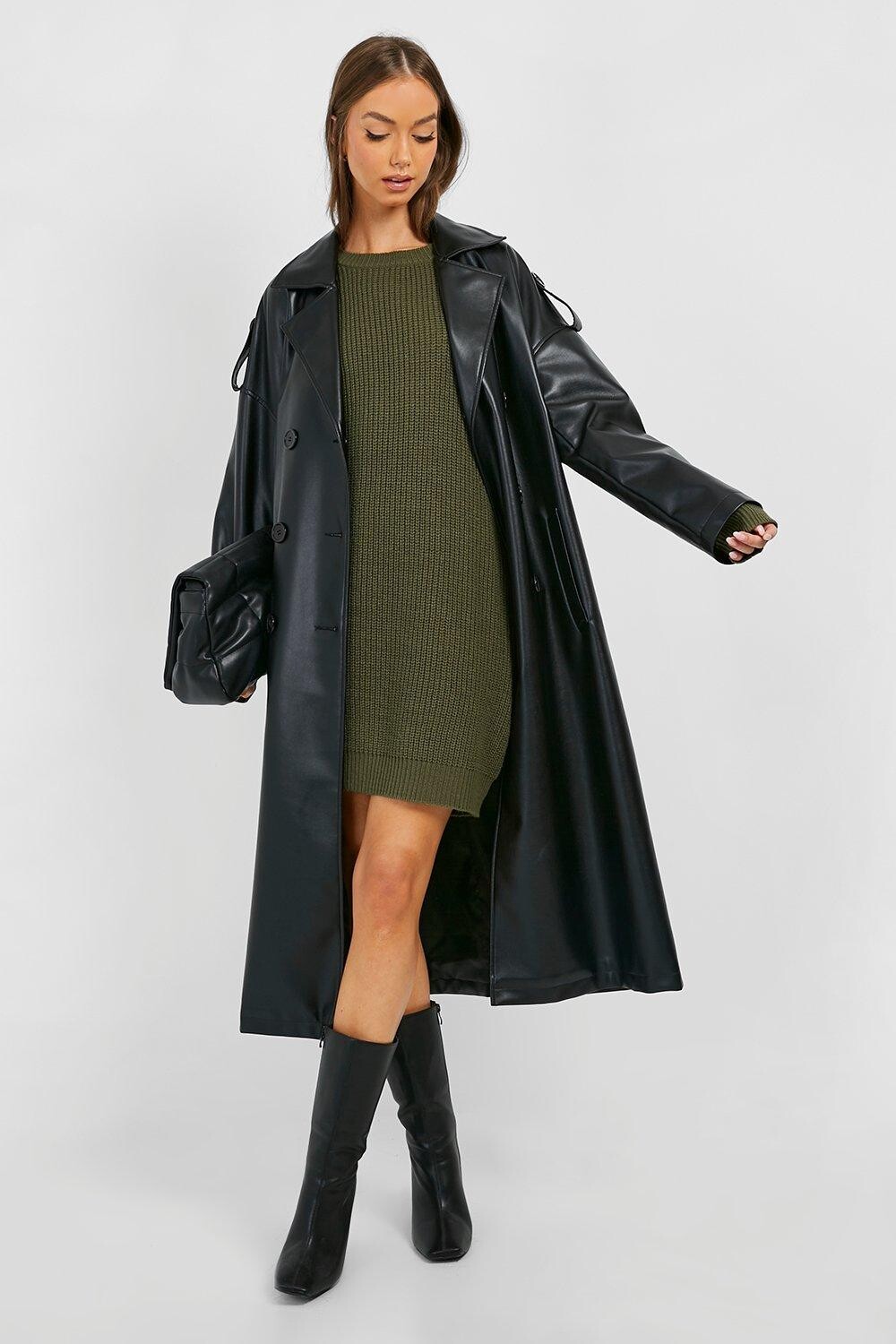 

Платье-свитер с круглым вырезом Boohoo, оливковый, Зеленый