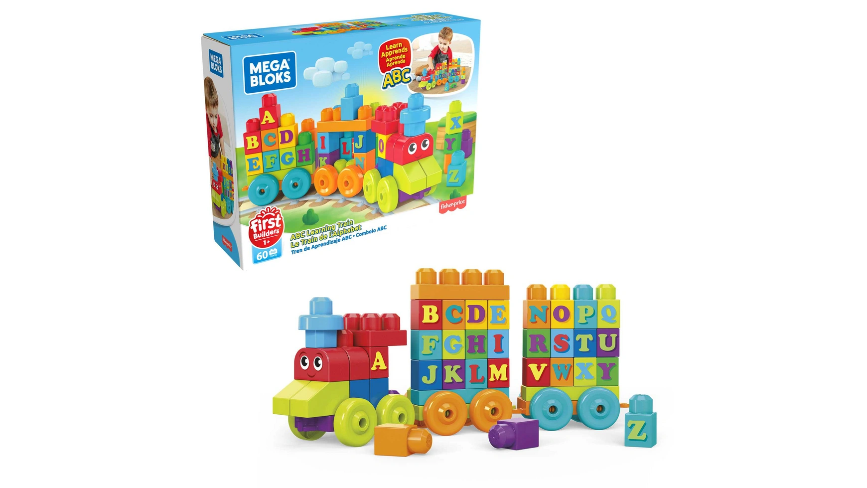 Обучающий поезд Mega Bloks ABC (60 деталей), вставные конструкторы, конструкторы, развивающие игрушки конструкторы mega bloks маленький игровой набор