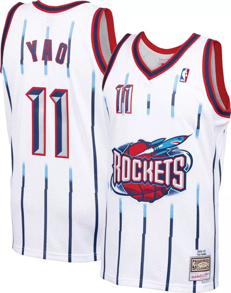 

Мужская футболка Mitchell & Ness 2002 Houston Rockets Yao Ming #11 белого цвета из твердой древесины Classics Swingman