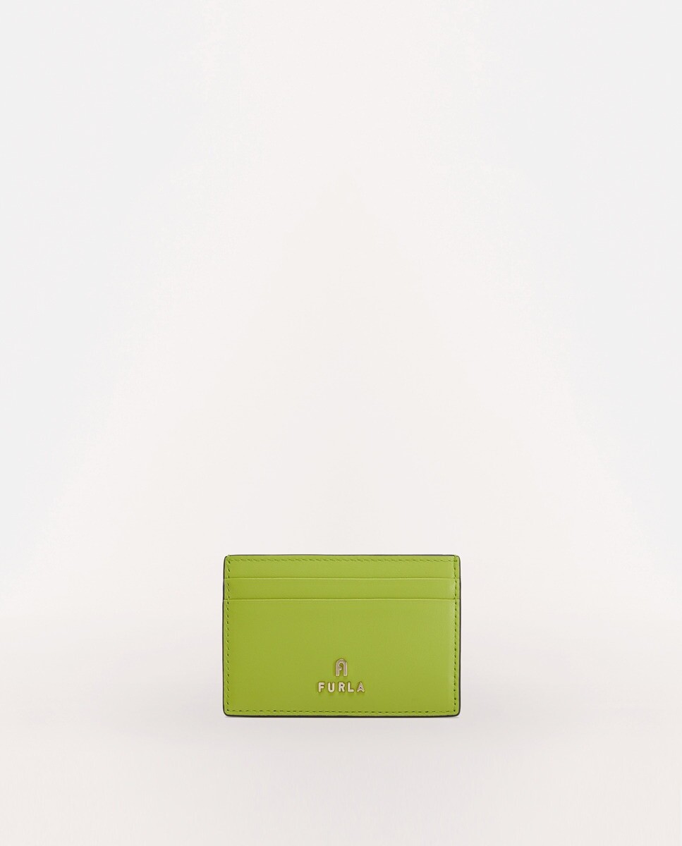 

Визитница из зеленой кожи Camelia с металлическим логотипом Furla, зеленый