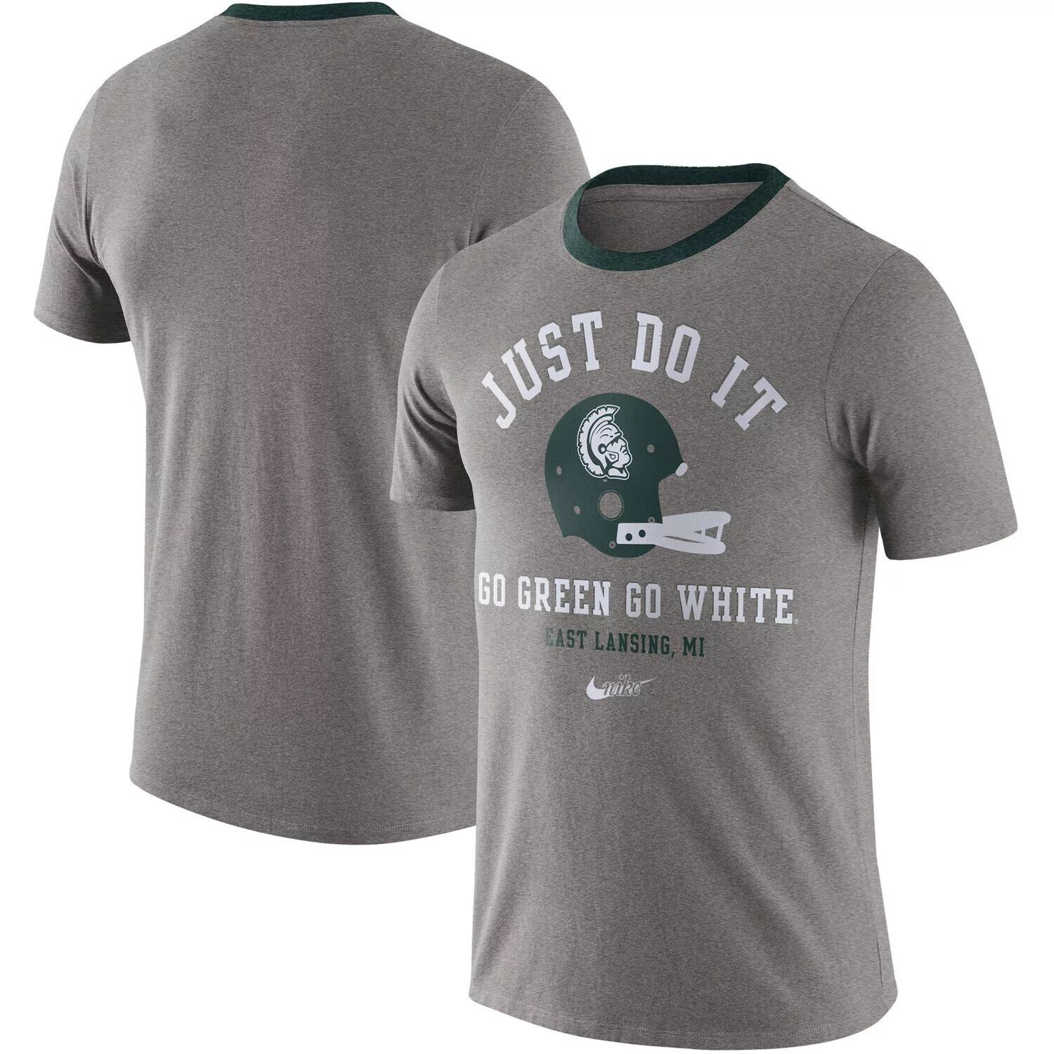 

Мужская футболка Nike Heathered Grey Michigan State Spartans Vault Helmet Tri-Blend
