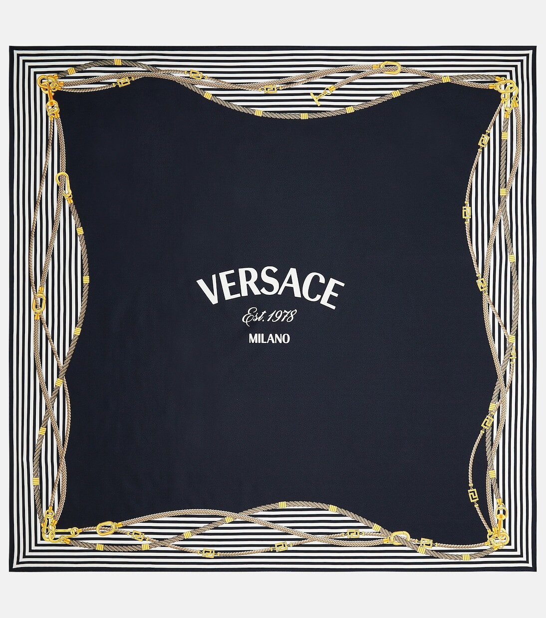

Шарф из шелкового твила с принтом greca nautical Versace, синий