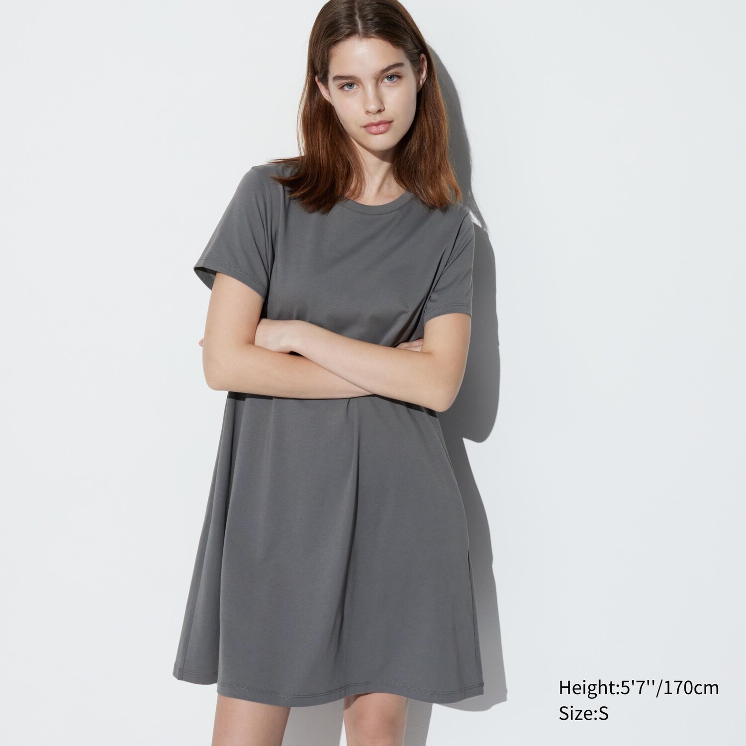 

Мини-платье airism из хлопкового рукава UNIQLO, серый