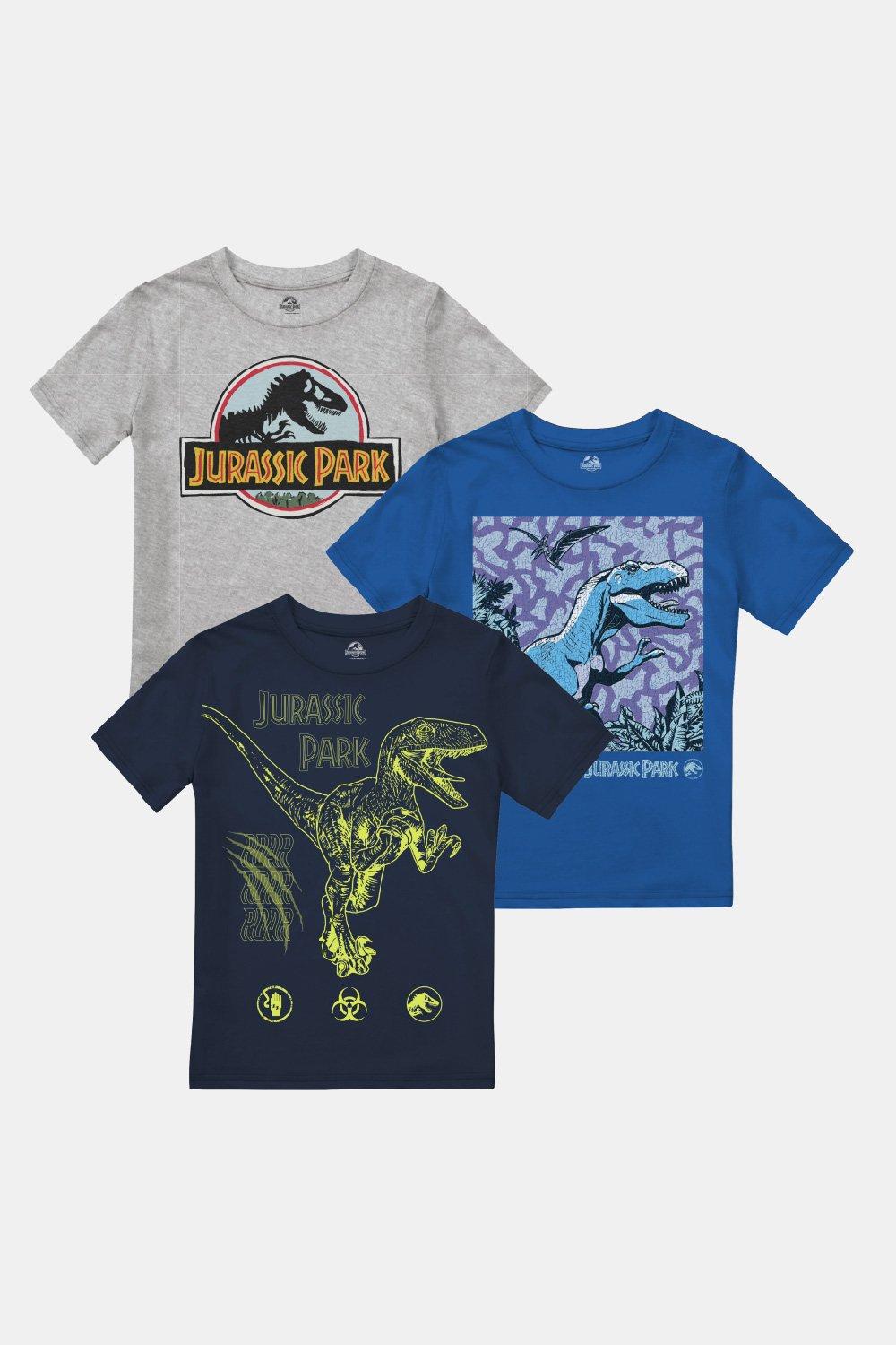 Набор футболок для мальчиков Trex & Raptor, 3 шт. Jurassic Park, мультиколор монета американского парка юрского периода с изображением динозавра позолоченная памятная монета юрского периода подарок для детской ко