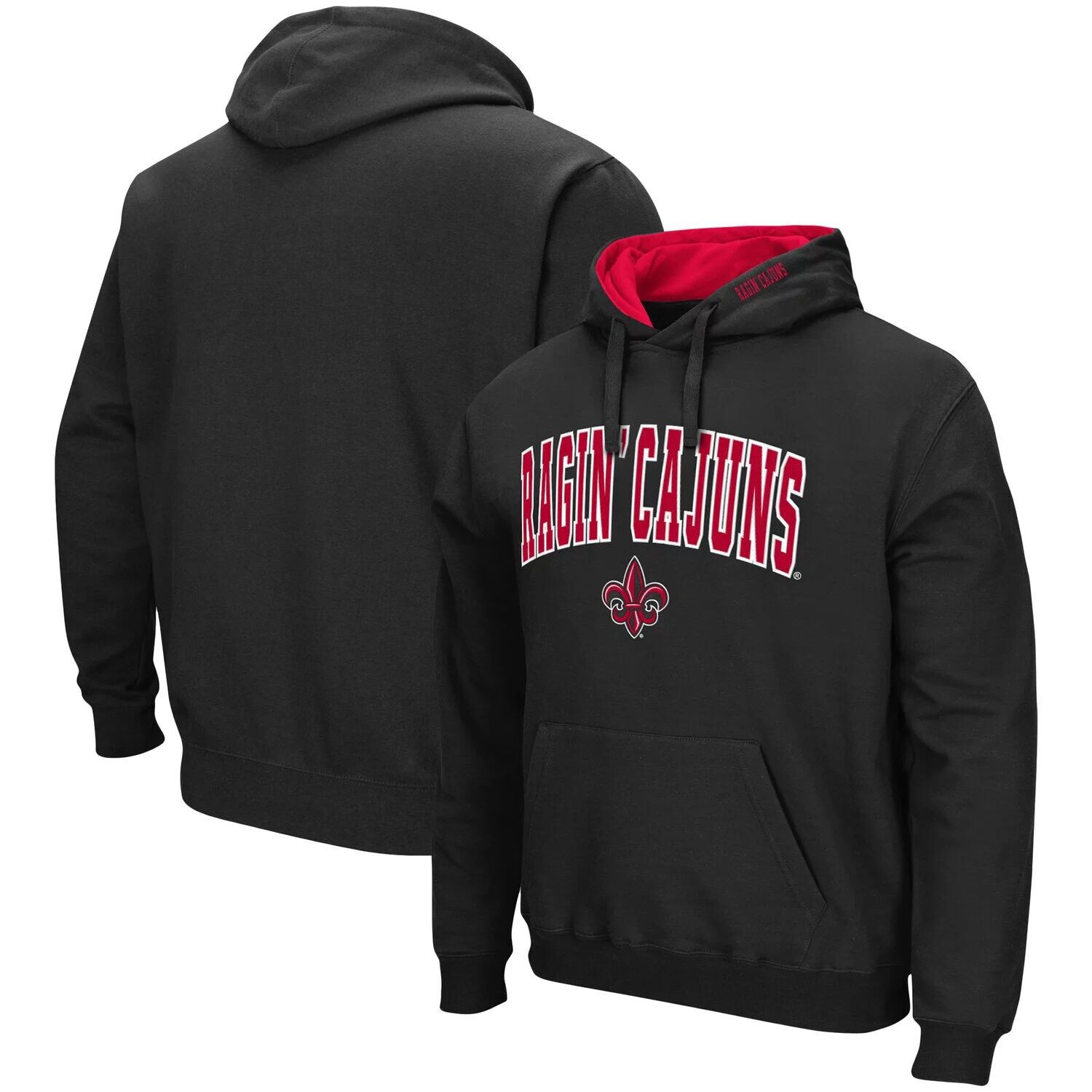 

Мужской черный пуловер с капюшоном Louisiana Ragin' Cajuns Arch и Logo Colosseum