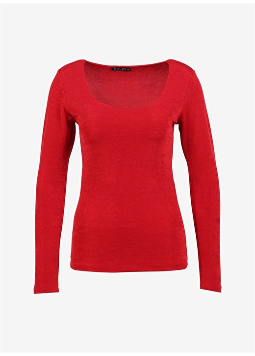 цена Простая красная женская блузка с квадратным воротником Selen