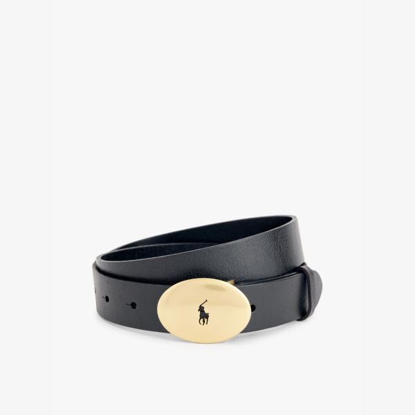 

Регулируемый кожаный ремень с фирменной табличкой Polo Ralph Lauren, черный