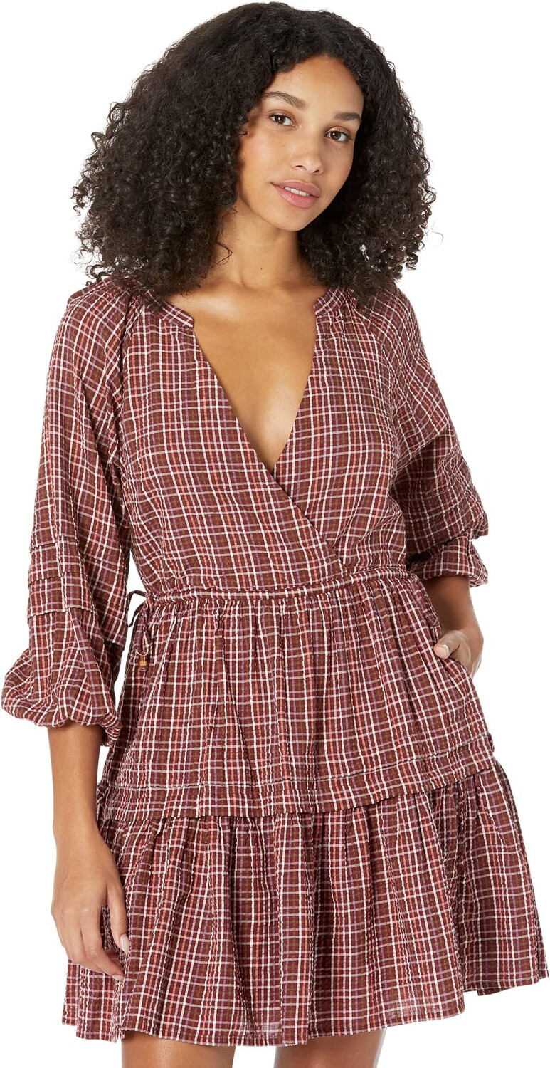 

Мини-платье из жатого хлопка с запахом Madewell, цвет Dark Merlot