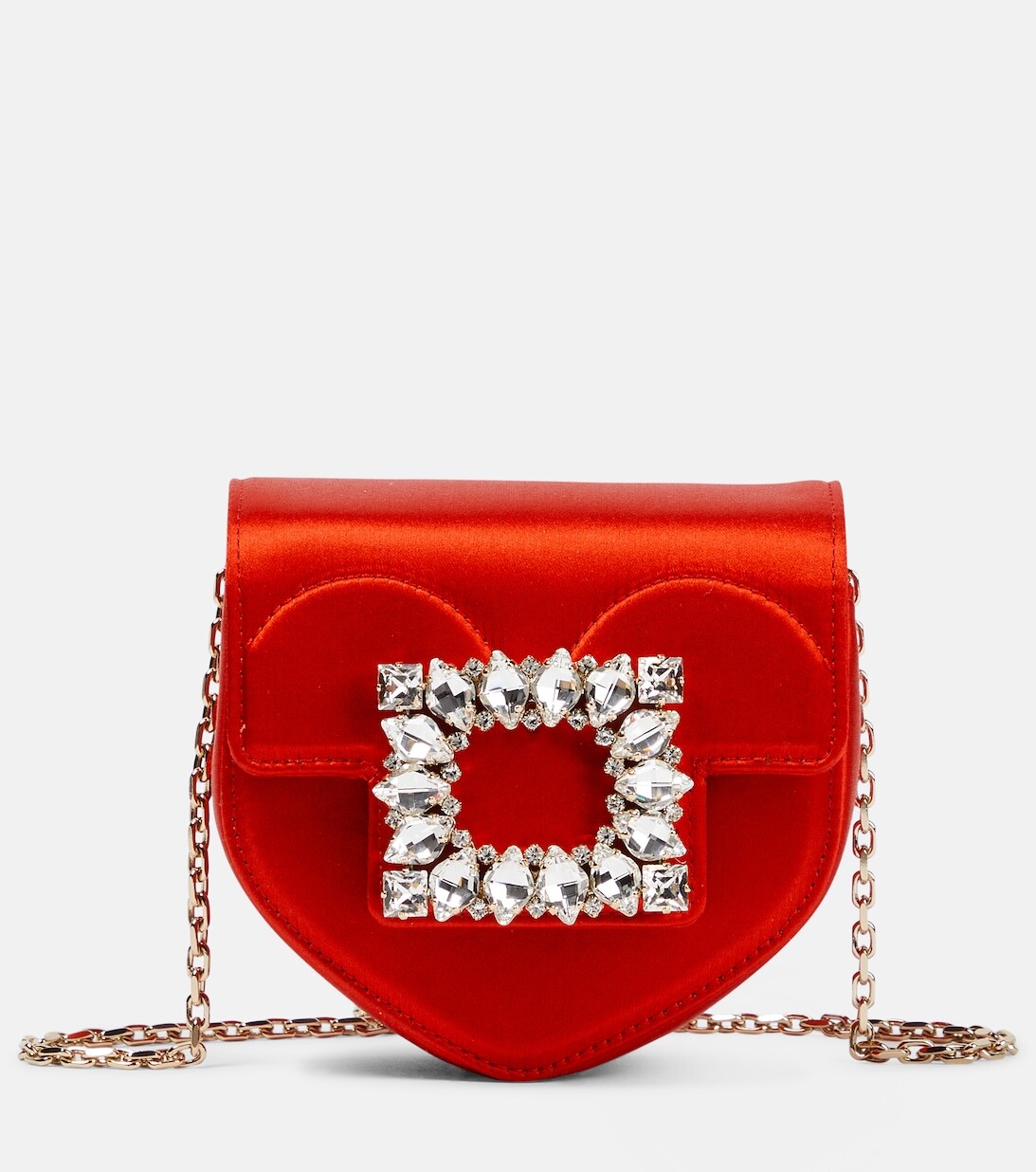 

Атласный клатч Love Strass Buckle Micro Roger Vivier, красный