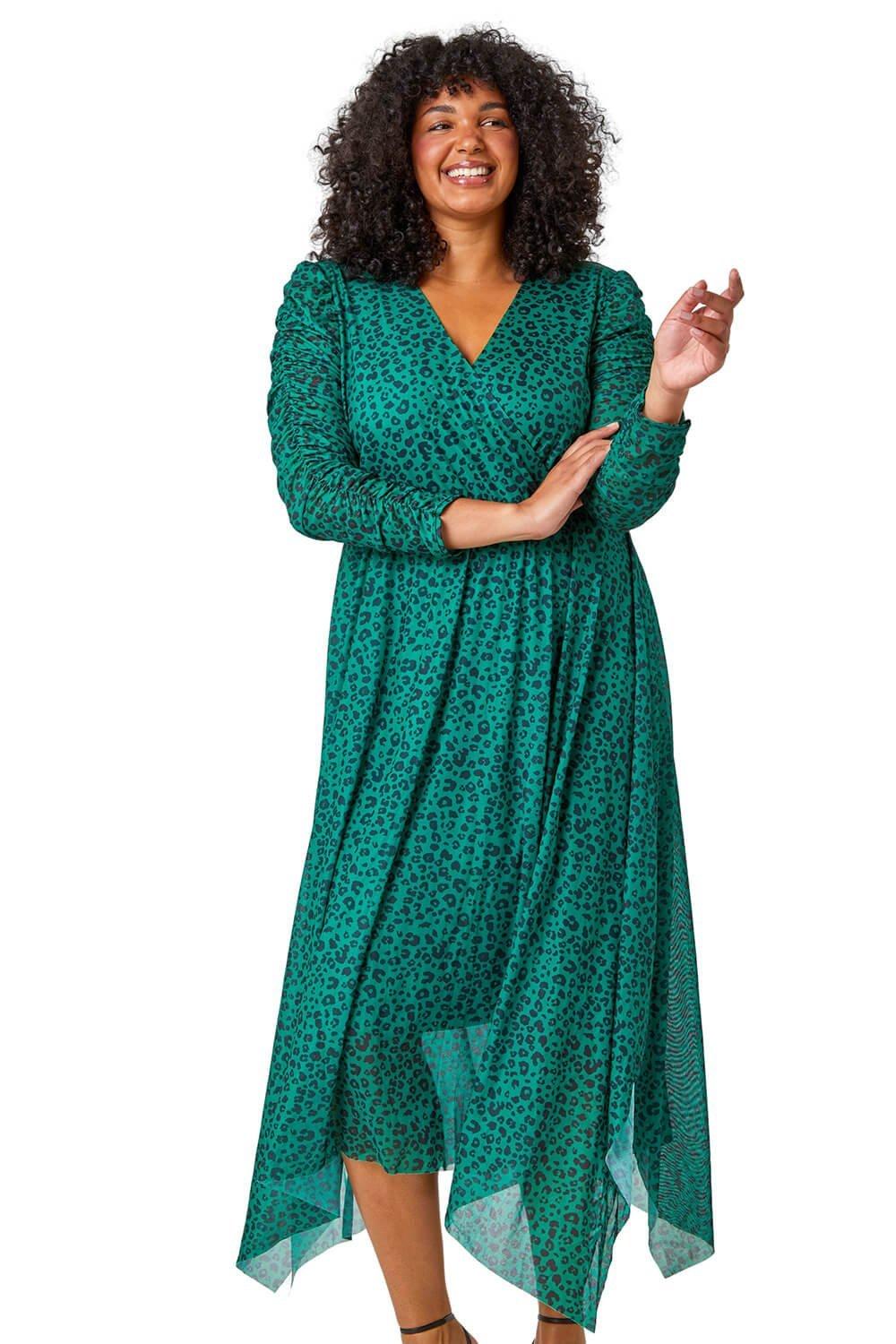 Платье миди с платком Curve Animal Roman, зеленый