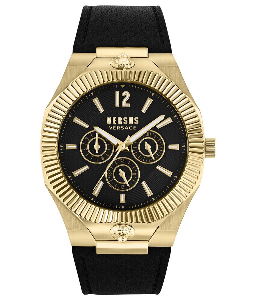 Versace Versus Versace Мужские многофункциональные черные кожаные часы Echo Park, черный