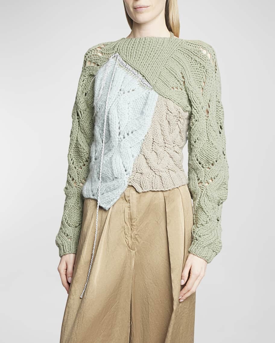 

Асимметричный шерстяной свитер Toula вязания косами Dries Van Noten
