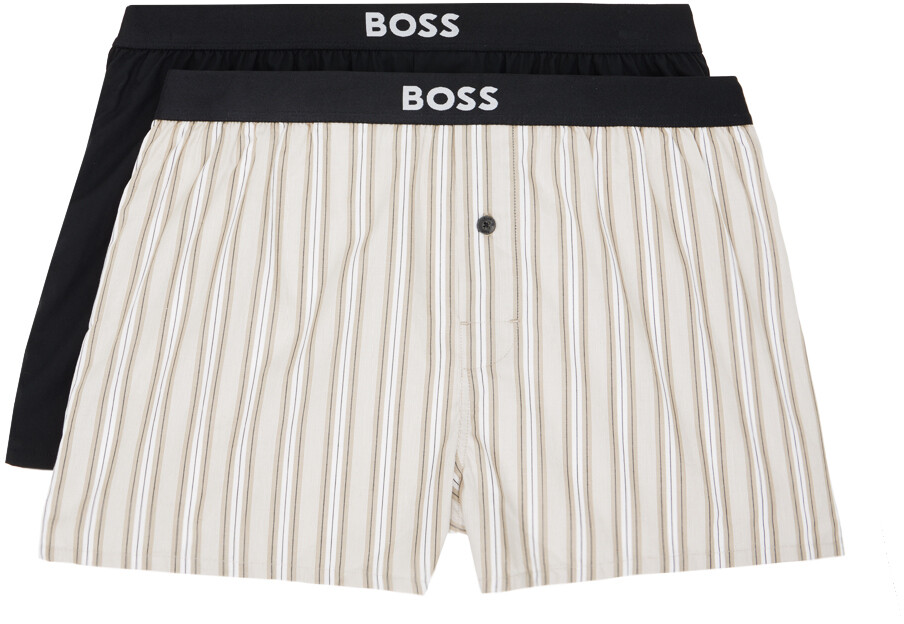 

Две пары черных и бежевых боксеров Boss