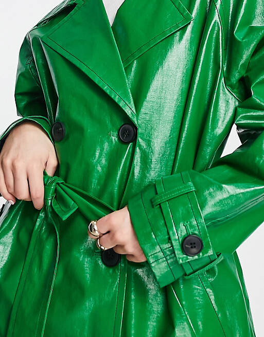 

Зеленый тренч из парусины с пропиткой ASOS DESIGN