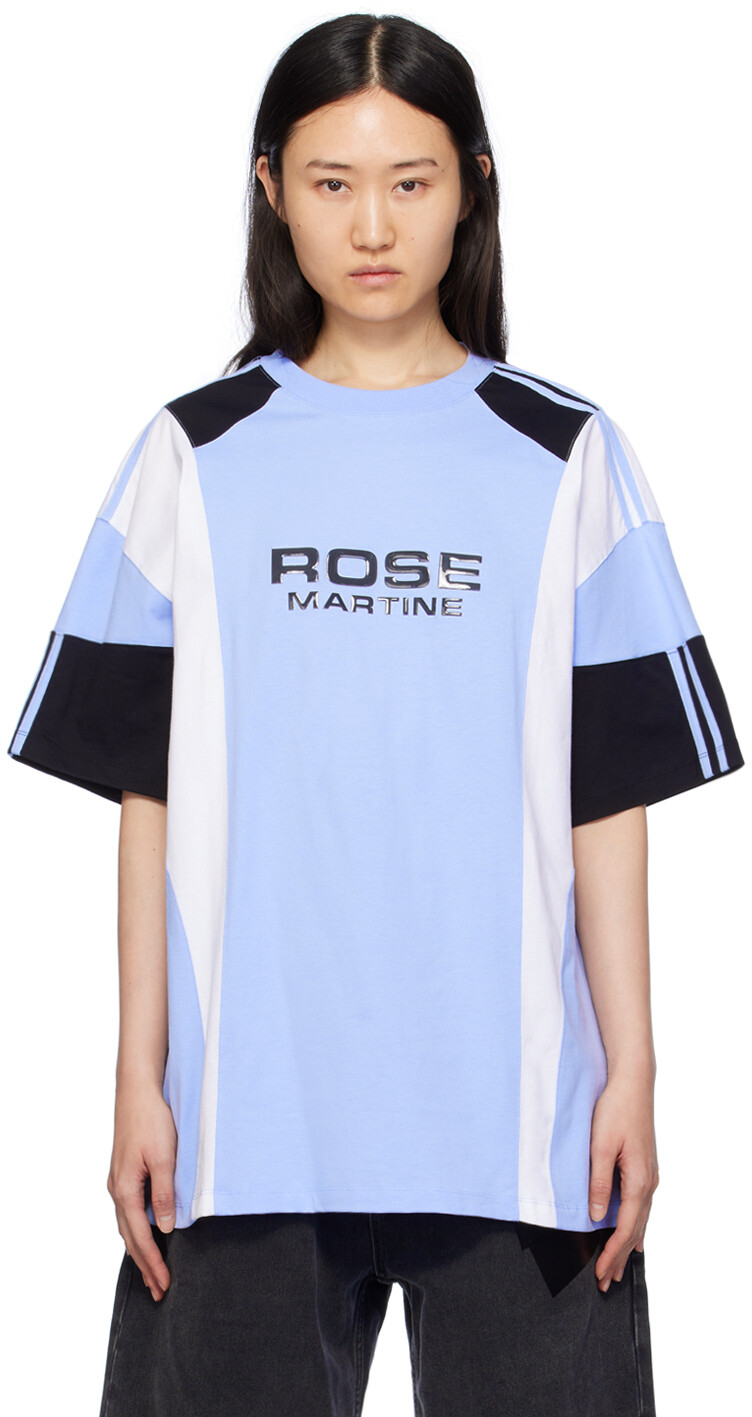 

Синяя футболка со вставками Martine Rose, цвет Blue/White/Black
