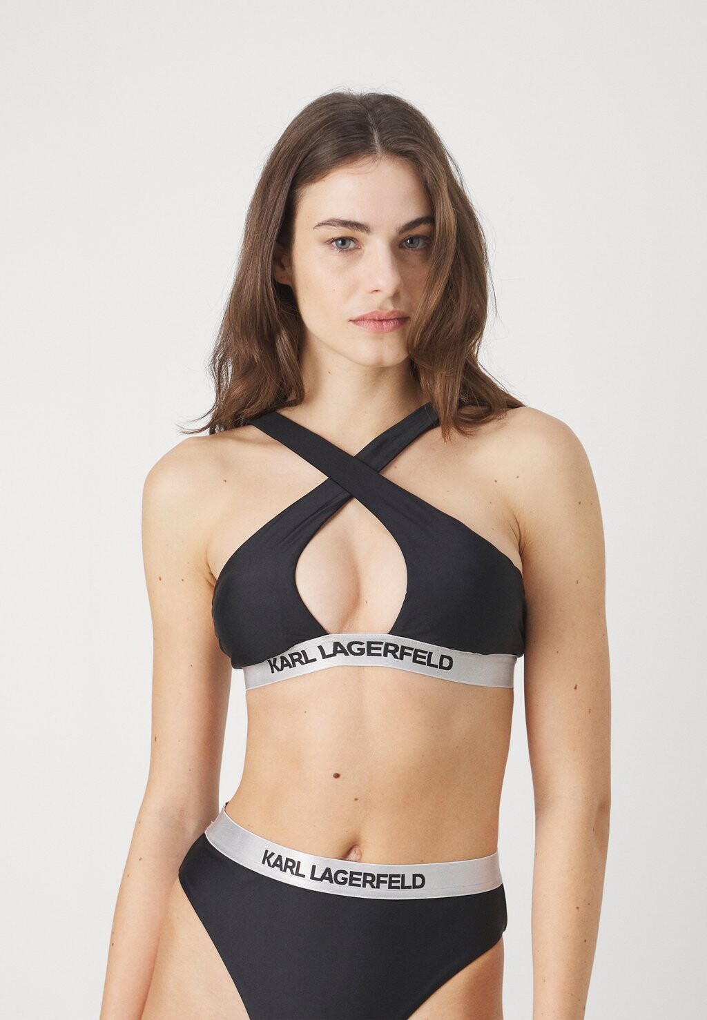 

Верх бикини LOGO HALTER KARL LAGERFELD, черный