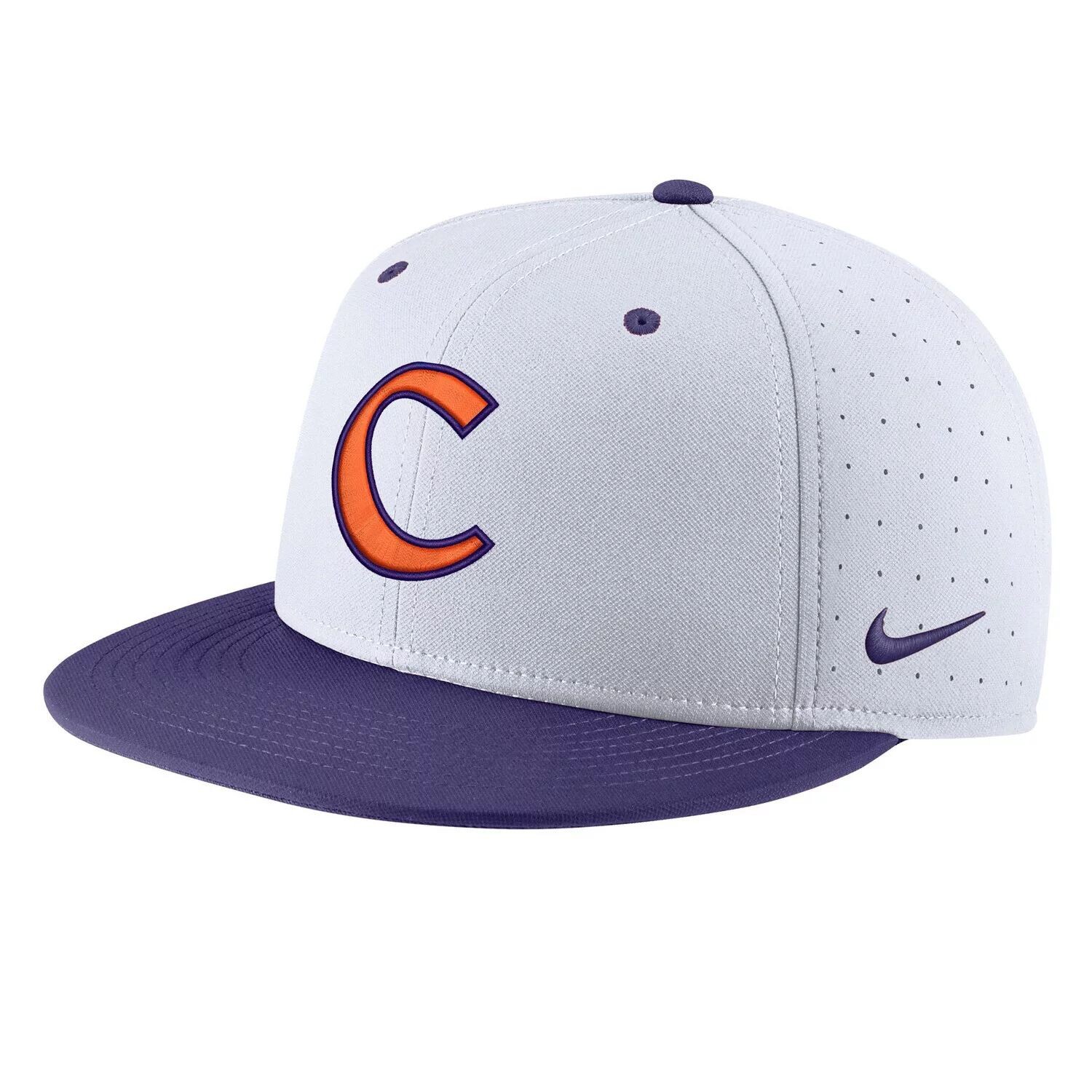 

Мужская приталенная бейсболка Nike Clemson Tigers Aero True Baseball Performance белого цвета