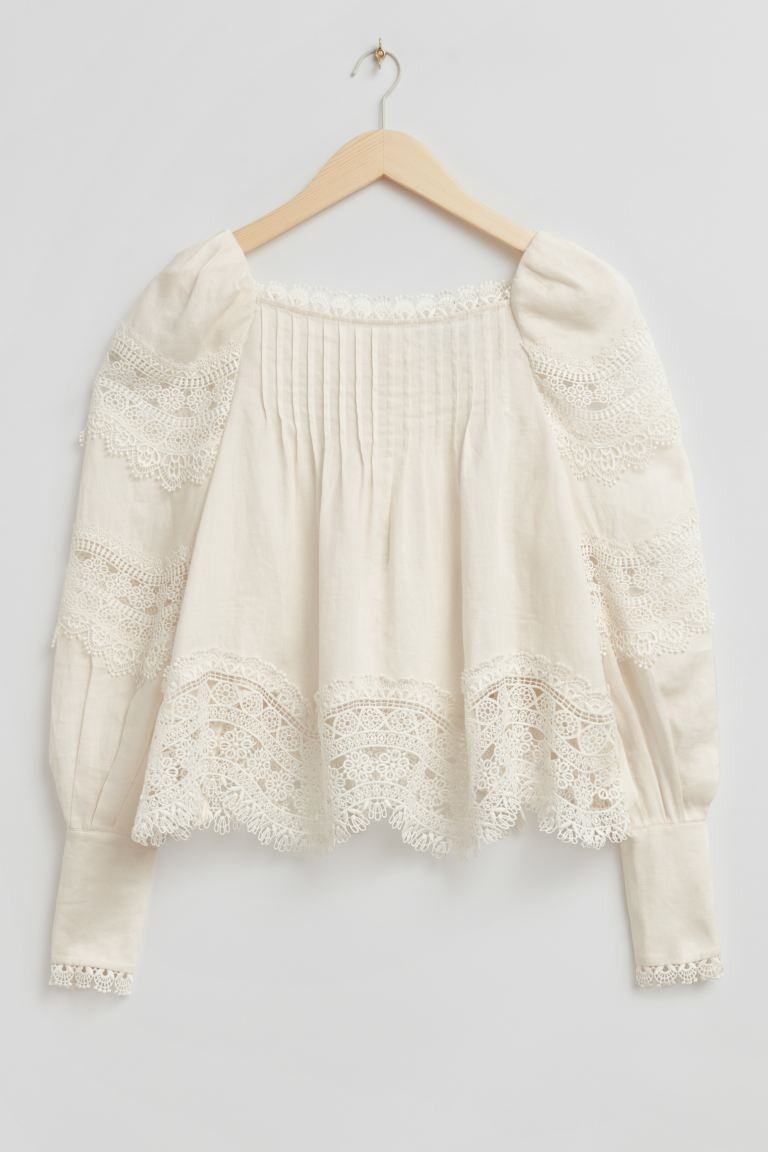 

Блузка с кружевной отделкой и другие истории H&M, белый
