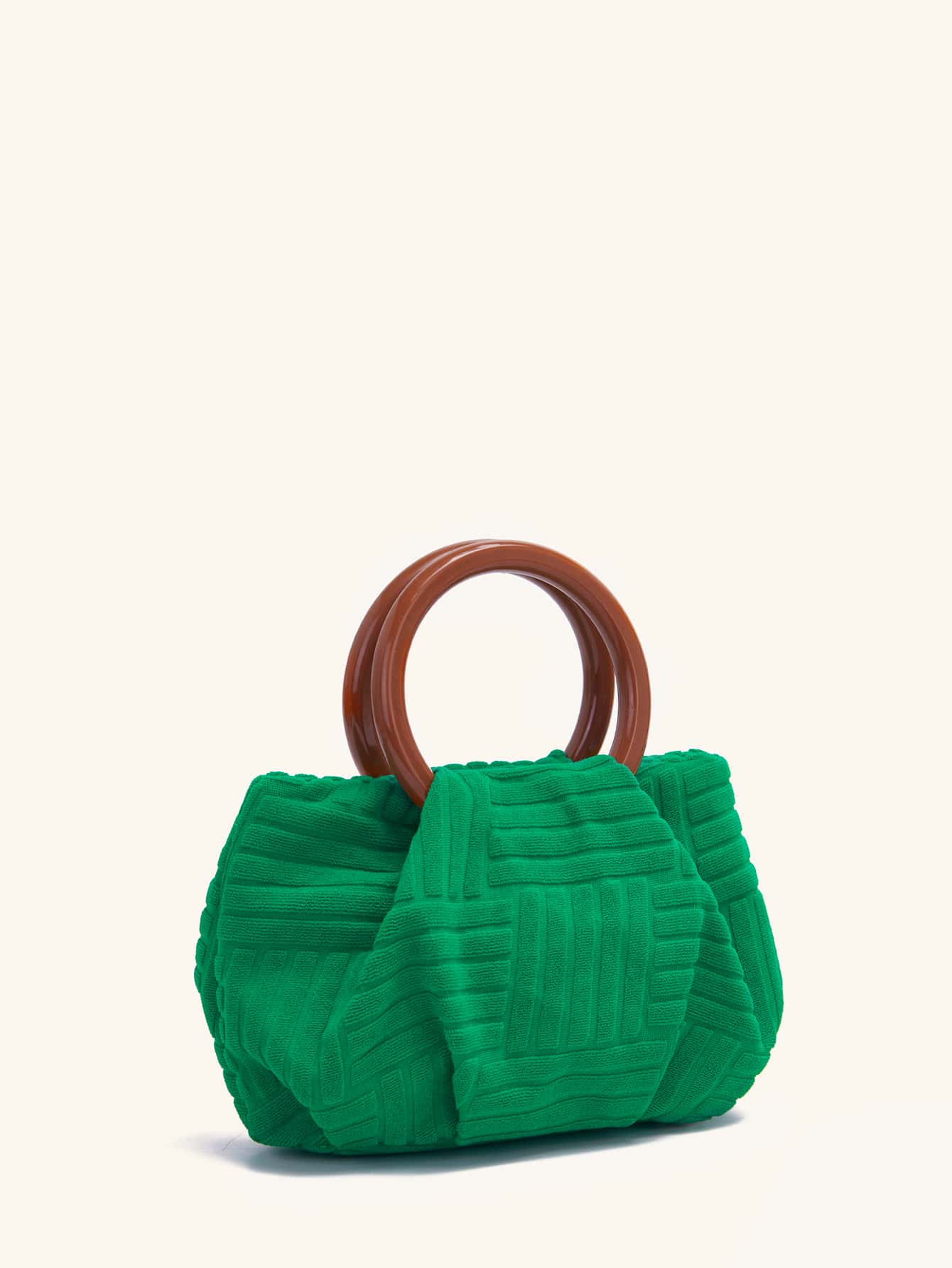 Мини-клатч с геометрическим дизайном и двойными ручками, зеленый