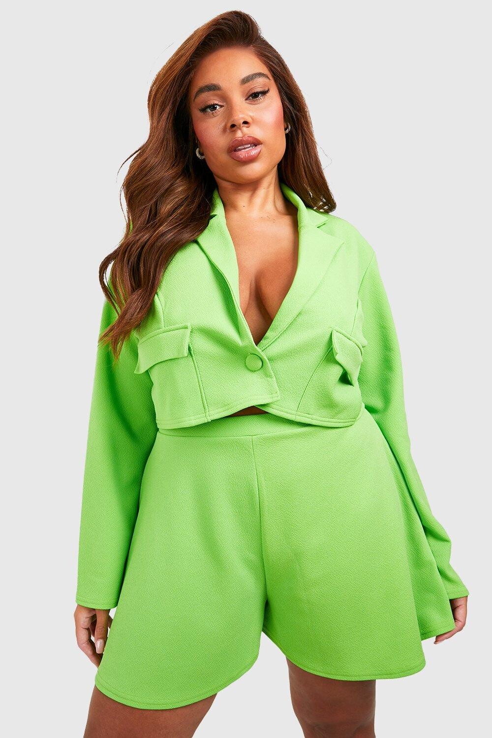 

Укороченный пиджак с карманами plus Boohoo, лаймовый