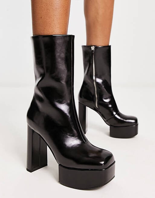 

Черные ботинки на платформе на каблуке Charles and Keith, Черный