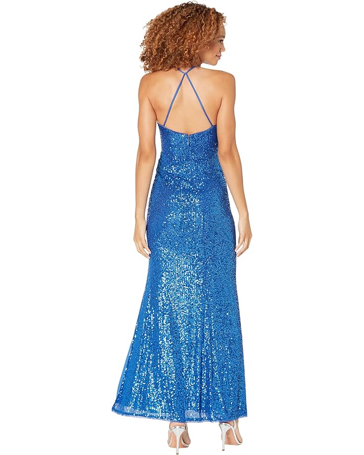 Платье BCBGMAXAZRIA Long Sequin Evening Dress, цвет Mykonos Blue