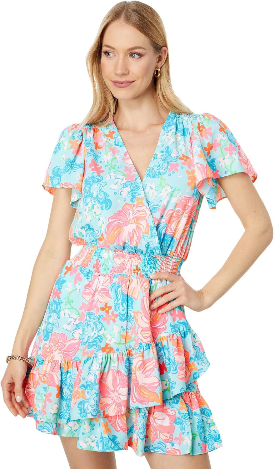 

Платье Maryanne Flutter Sleeve Stretch Lilly Pulitzer, цвет Surf Blue Luscious Lions