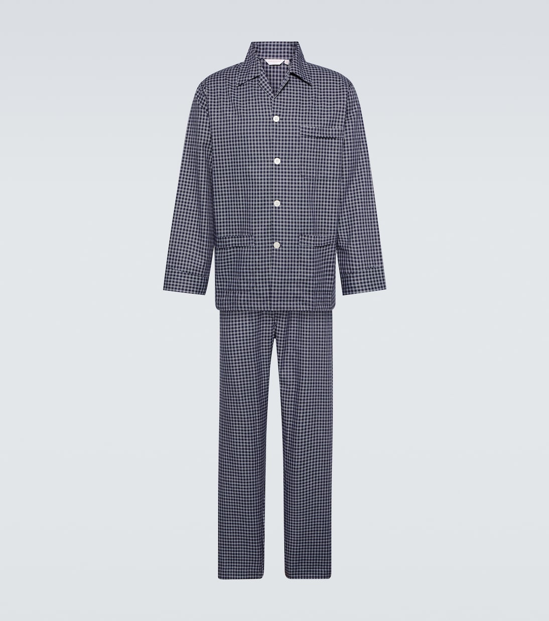 Braemar хлопковая пижама в клетку Derek Rose, синий цена и фото