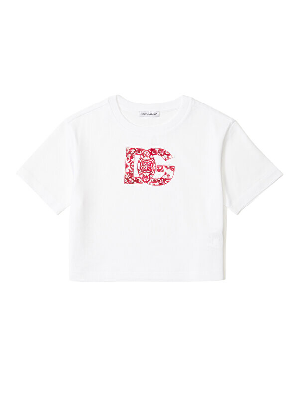 

Футболка для девочек с белым логотипом Dolce&Gabbana