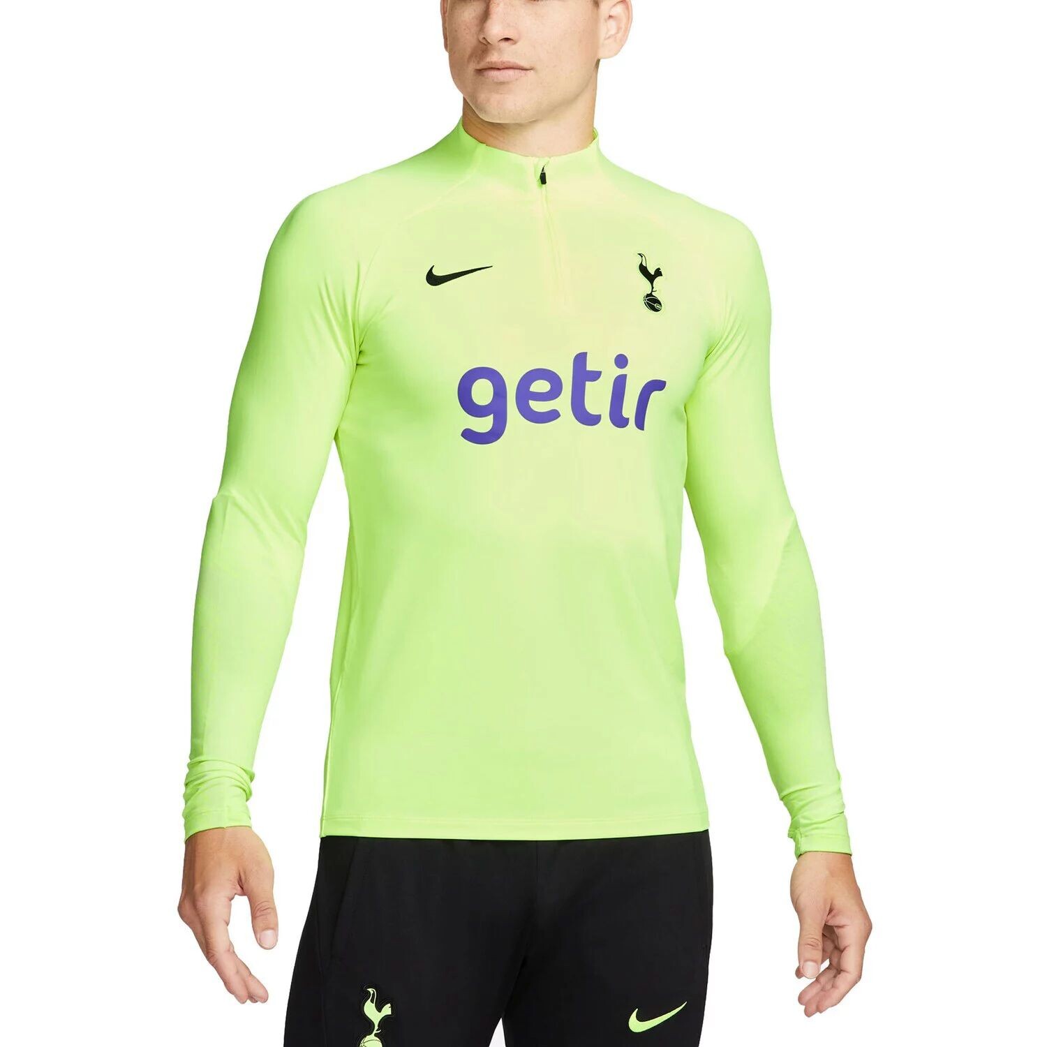 

Мужская желтая футболка Tottenham Hotspur Strike Drill Performance реглан с молнией четверти и длинными рукавами Nike, Желтый