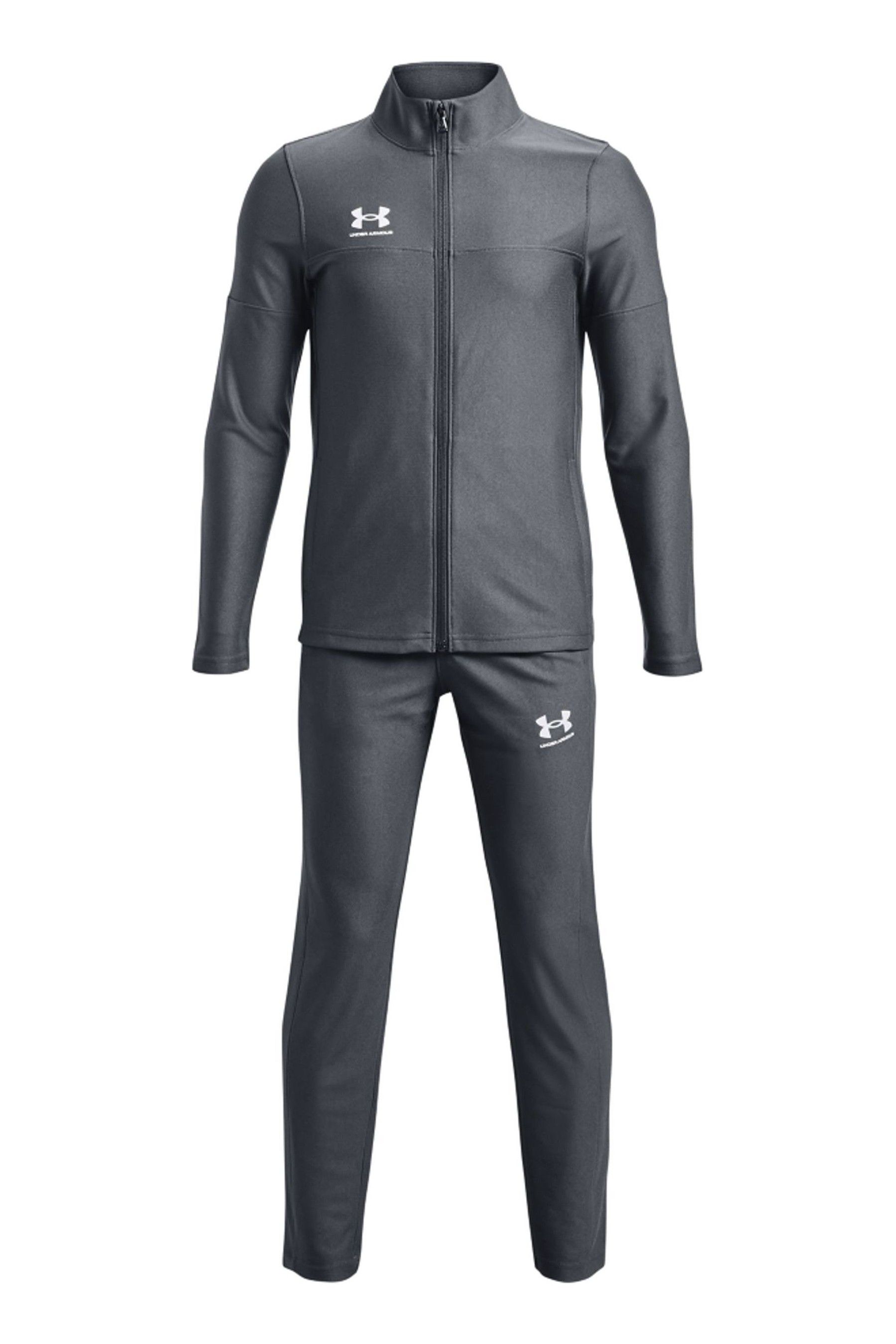 цена Молодежный черный футбольный спортивный костюм Challenger Under Armour, серый